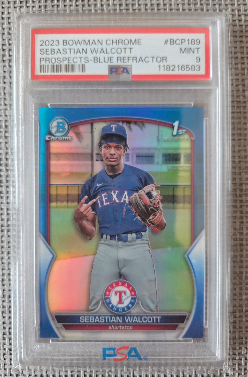 Sebastian Walcott 2023 1st Bowman Chrome True Blue Refractor /150 - PSA 9 Mint