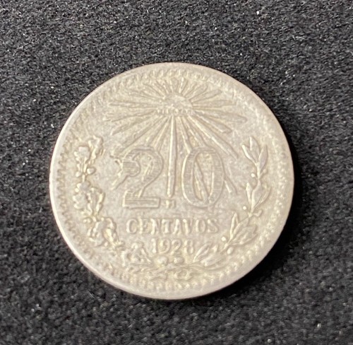 1928 Mexico 20 Centavos 0.7200 Silver ASW 0.0772 Free Shipping