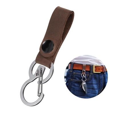KeyUnity KS03 Leather Belt Keychain with 420 Stainless Steel Carabiner Clip -...