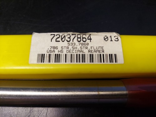 L&I TROY .786" STRAIGHT FLUTE HSS REAMER NEW - Picture 2 of 4