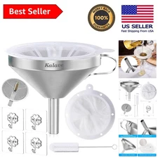5-Inch KALAVE Stainless Steel Funnel with Detachable 200 Mesh Filter Strainer