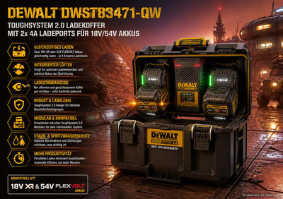 DeWalt ToughSystem 2.0 Charger Box DWST83471-QW IP65 Ladegerät für 18V Akkus