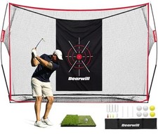 Golf Net, 10x7ft Heavy Duty Golf Practice Nets with Mat, Target Cloth, 7