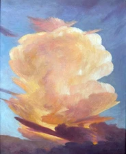 Signed Framed Oil painting on canvas Blue Sky Masoud Yasami  28" x 23"