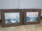 Vintage Lighthouse Oil Paintings Set of 2 Rustic Coastal Beach Decor