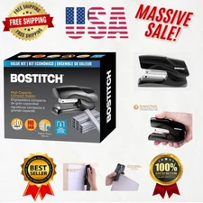 Compact Black Office Stapler with 1250 Staples - Flattens 40 Sheets Effortlessly