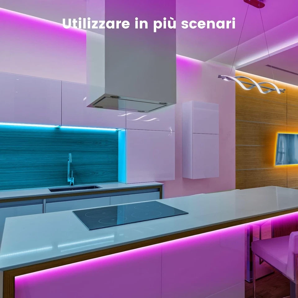 Striscia LED 10 Metri, Luci LED 5050 RGB per Camera, con Telecomando e APP - Immagine 4 di 4