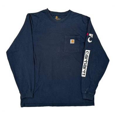 Established 1889 Carhartt Graphic Long Sleeve T-Shirt - Large Blue Cotton
