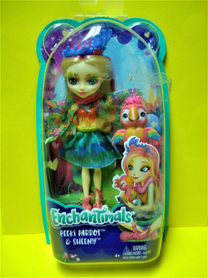 Mattel ENCHANTIMALS Doll & Pet Set PEEKI PARROT & SHEENY MIP 2017