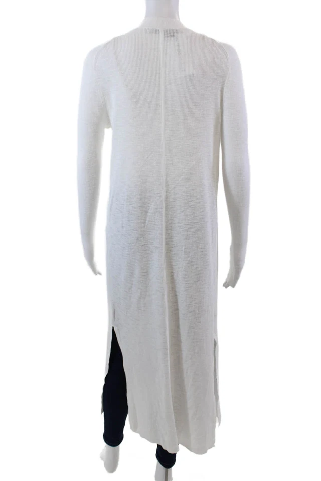360 Sweater Womens Open Front Ribbed Knit Long Cardigan Sweater White Size XS - Image 3 of 4