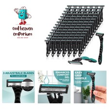 100Pcs Men's Disposable Razors Bulk 3 Blade, Individually Wrapped