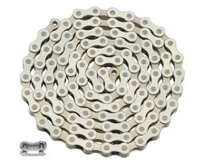 YBN Single Speed Bike Chain 1/8 BMX Freestyle Fixie Beach Cruiser White Chrome