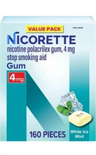 Nicorette 4 mg Coated White Ice Mint Gum - 160 Count - Exp 4/28