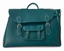 Vintage Teal Leather Weekend Bag Holdall Trav...