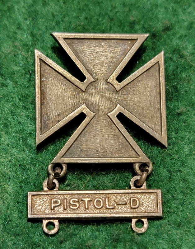 U.S. WW2 STERLING Marksman Medal with Pistol  D Clasp