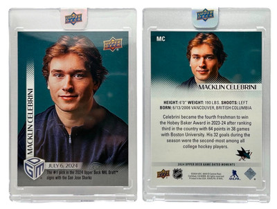 2024 Upper Deck  GDM # MC Macklin Celebrini NHL 1st Pick Rookie Card (RC)