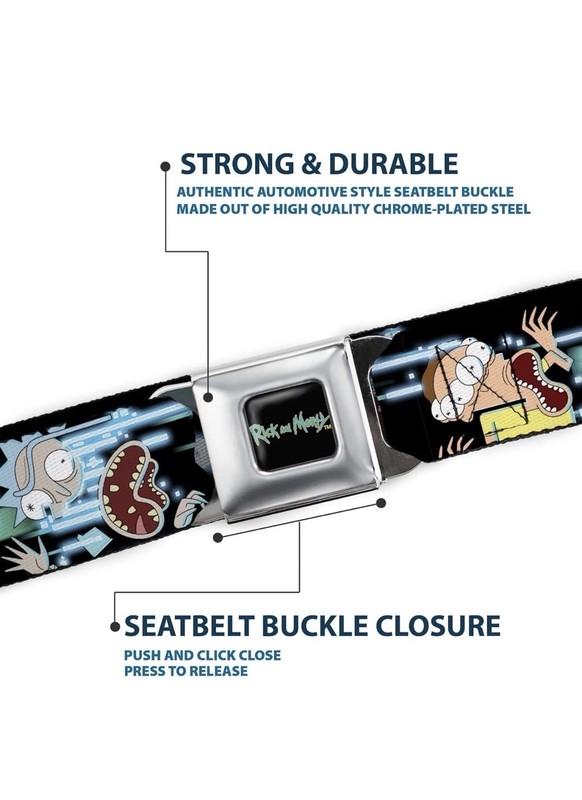 `Rick And Morty Text Logo Black/Blue Buckle-Down Regular 24-38” Adjustable