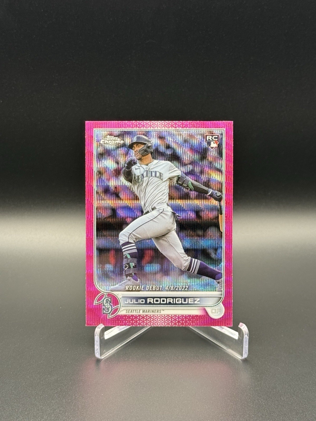 2022 Topps Chrome Update Series - Rookie Debut Julio Rodriguez #USC165 Pink Wave