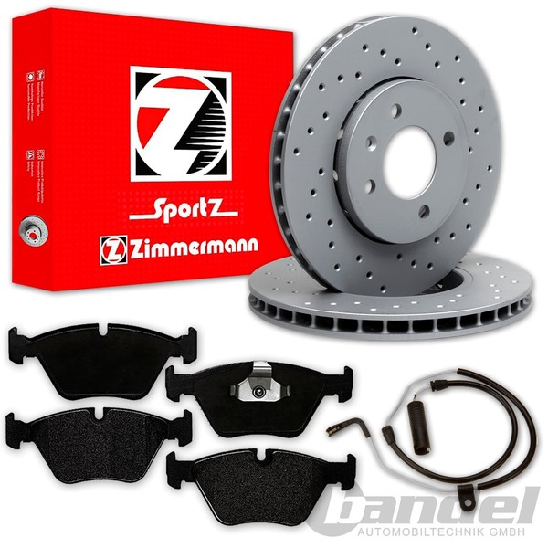 Zimmermann Gelochte Sport Bremsscheiben + BelÄGe Vorne Passend FüR Bmw 5Er E39-image
