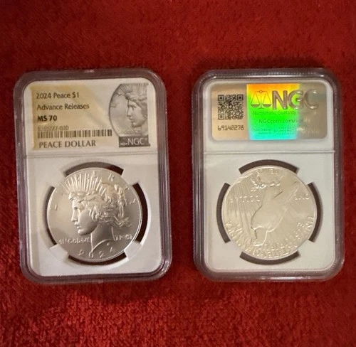 2024 Peace $1 Advance Releases NGC MS 70 W/ Peace Dollar Label