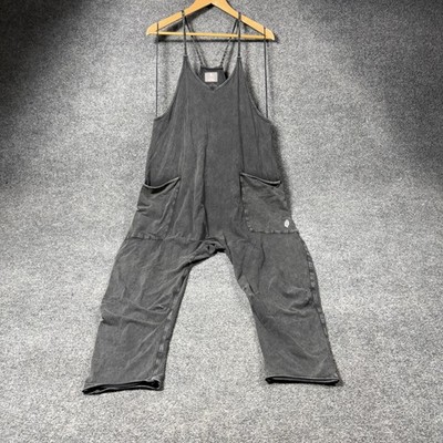 Free People Overall Womens XS Gray Jersey Sleeveless V Neck Pockets Lounge