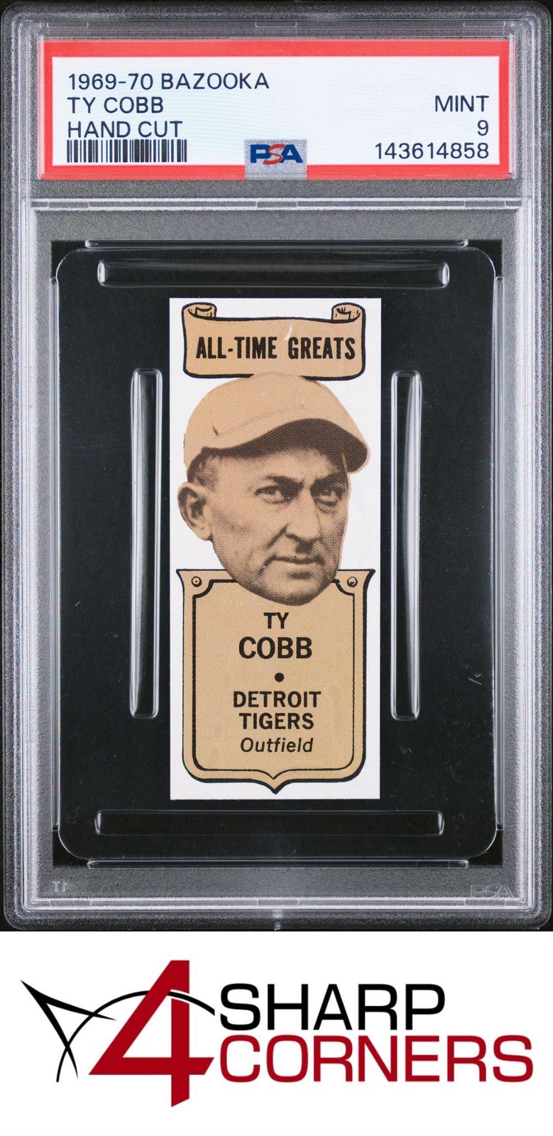 1969 BAZOOKA HAND CUT TY COBB HOF POP 4 PSA 9
