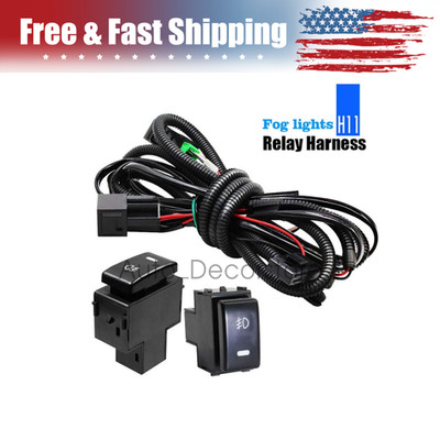 H11 Fog Light Lamp Wires Harness LED Indicator Switch Kit 12V 40A Relay Set