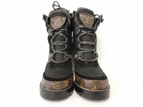 Louis Vuitton Suede Monogram Black Boots Size 39 Mk0726lczmia