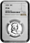 1959 50C Proof Silver Franklin Half Dollar NGC Graded PF 66 White Coin