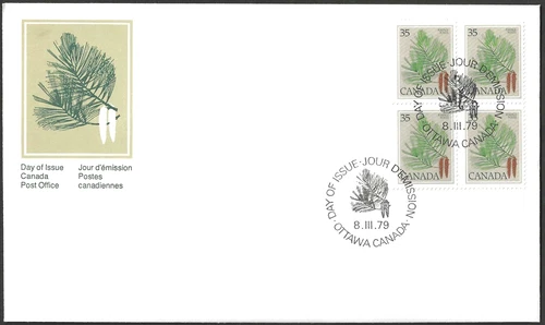 🍁Canada    #721 Block  "WHITE PINE TREE "      Brand New  1979  First Day Cover