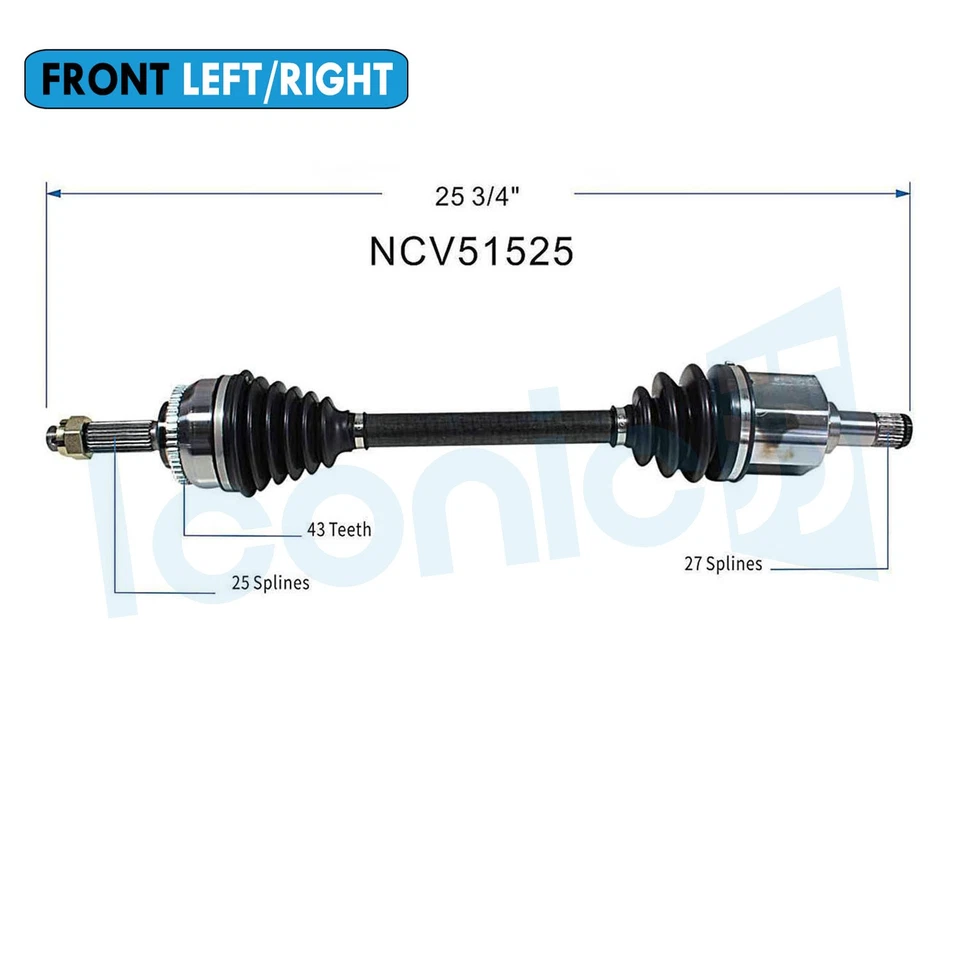 Front Left CV Axle Shaft For 01-05 Dodge Stratus 00-05 Mitsubishi Eclipse 2.4L Foto 2 de 4