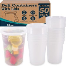 IJRPLM 50 Pack Deli Containers with Lids,32oz Plastic Deli Food Storage Conta...