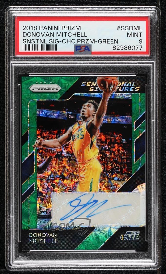 2018 Panini Prizm Choice Green 7/8 Donovan Mitchell #SS-DML PSA 9 MINT Auto hs9