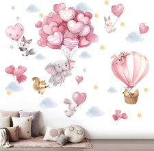 Animals Balloon Wall Stickers for Nursery: Baby Girls Kids Boys Bedroom Wall Dec