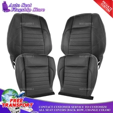 For 2010 - 2014 Ford Mustang GT Driver Passenger Bottom & Top Seat Cover Black