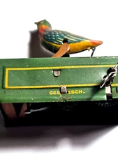 Very Old German * Gesch Brand *Wind Up Bird ( Robin ) Cage * Works