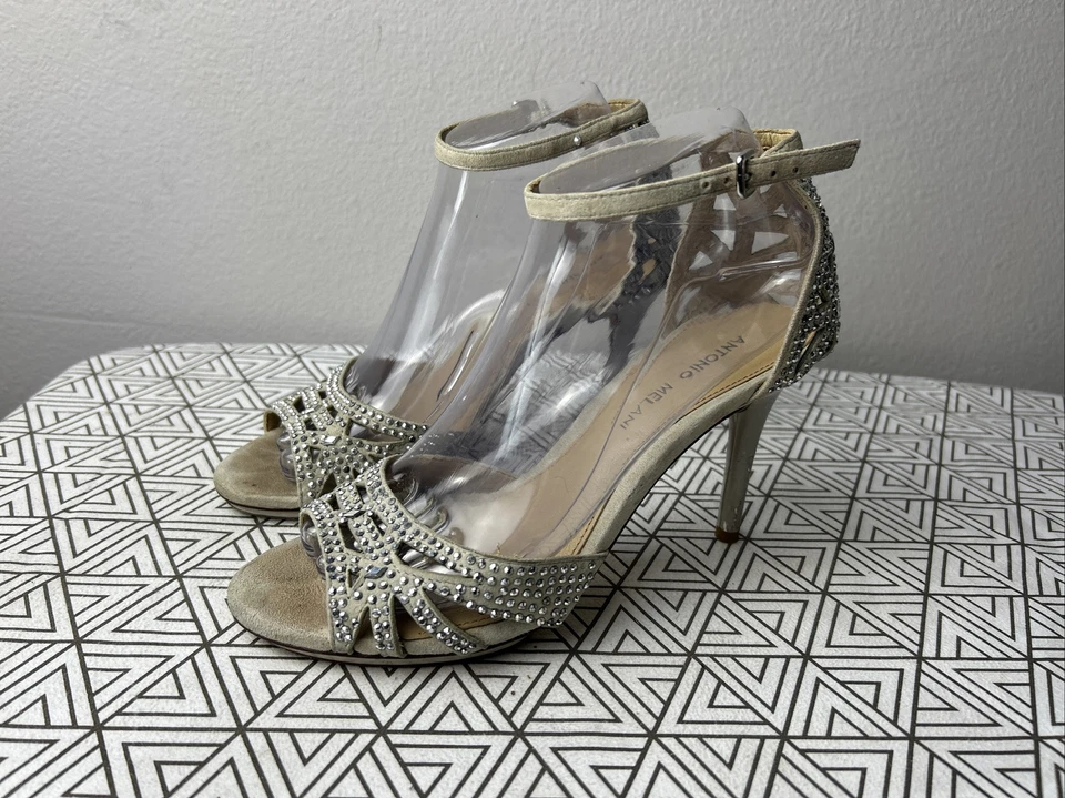 Antonio Melani Women’s Size 7.5 Sparkly Rhinestones Strappy Stiletto Heels - Image 4 of 4