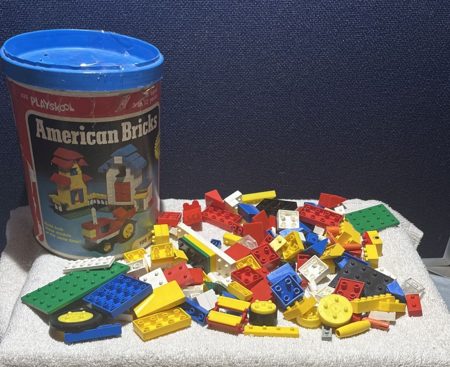 Vtg 1976 Building Blocks American Plastic Bricks Can Playskool #825 ...
