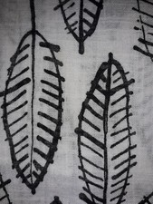MADE IN ITALY Black White Leaf Print Cotton  Tunic Dress-Size XXL Chest 52"