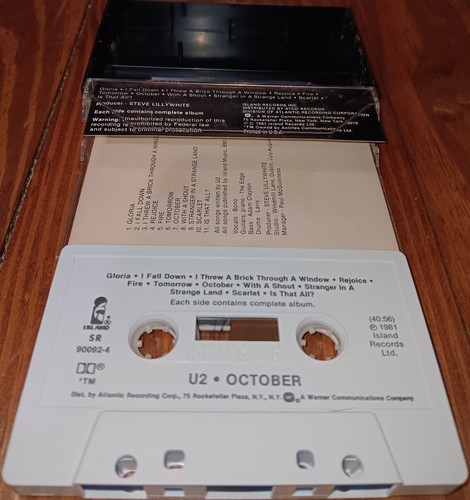 U2 October Cassette SR Dolby Island 90092-4 1981 No Barcode Bono Edge Gloria - Picture 4 of 4