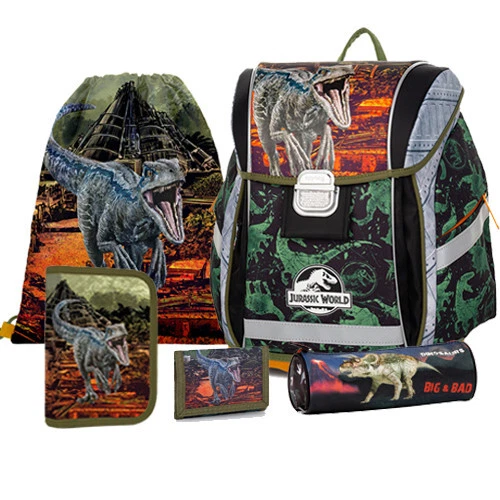 OXYBAG Jurassic World Dinosaurier Dino Ranzen Schulranzen Tornister Rucksack Set 5 tlg.