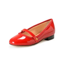 Charlotte Olympia Girls "INCY MARY-JANE" Red Patent Leather Ballet Flats Shoes