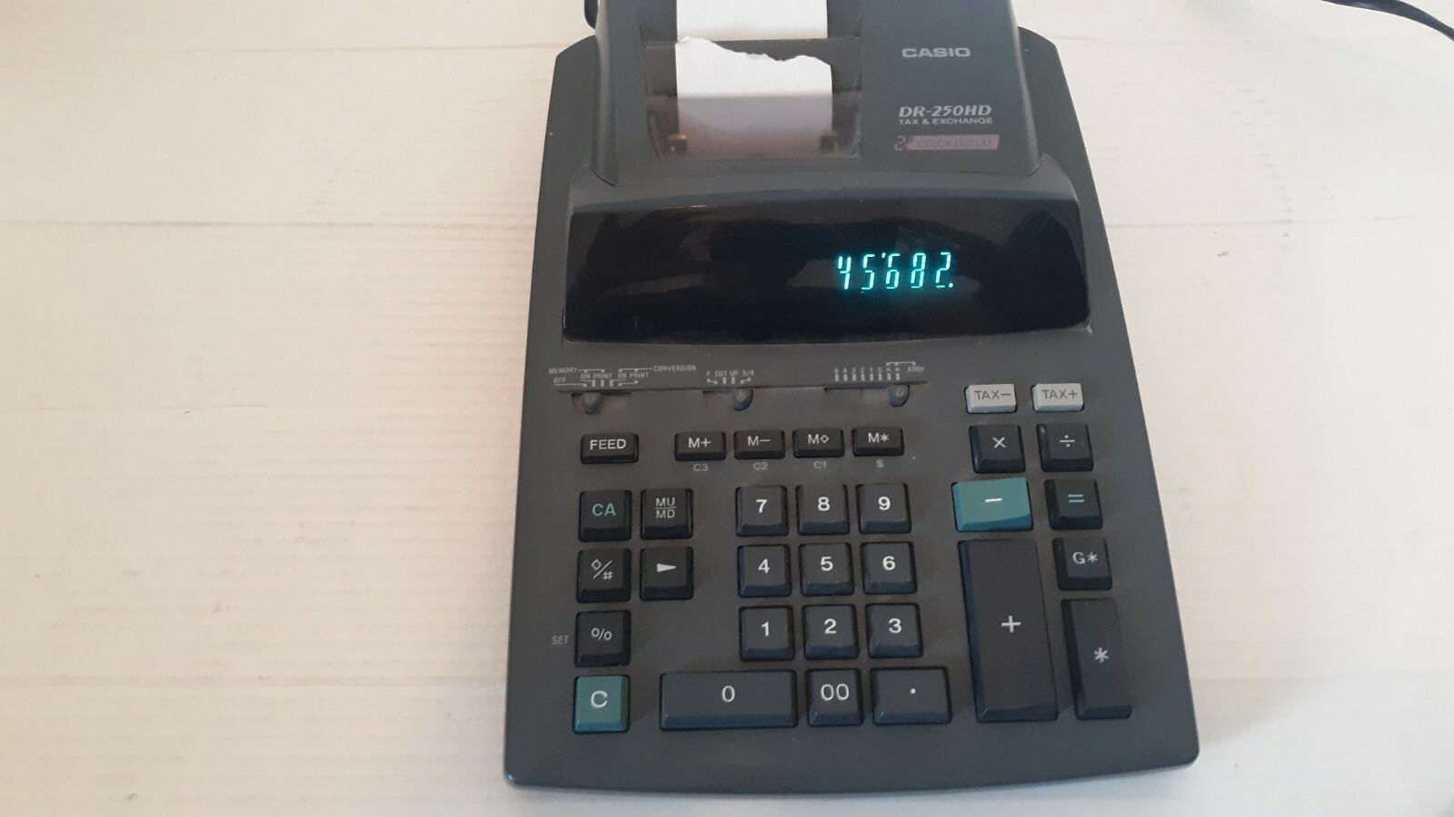 CASIO CALCULATOR DR-250 Tax and Exchange Printing Calculator..TESTED..FAST SHIP!-image