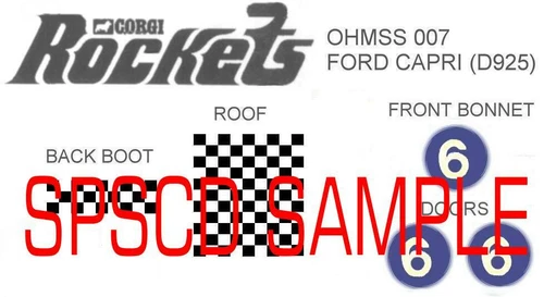 James Bond 007 Corgi Rockets O.H.M.S.S Ford Capri D 923 Stickers FREE POST UK