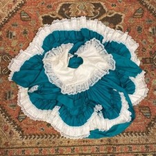 Dolls  Darlings Vtg Victorian Dress Girl Size 5 Teal Layered Ruffle Trim Lace