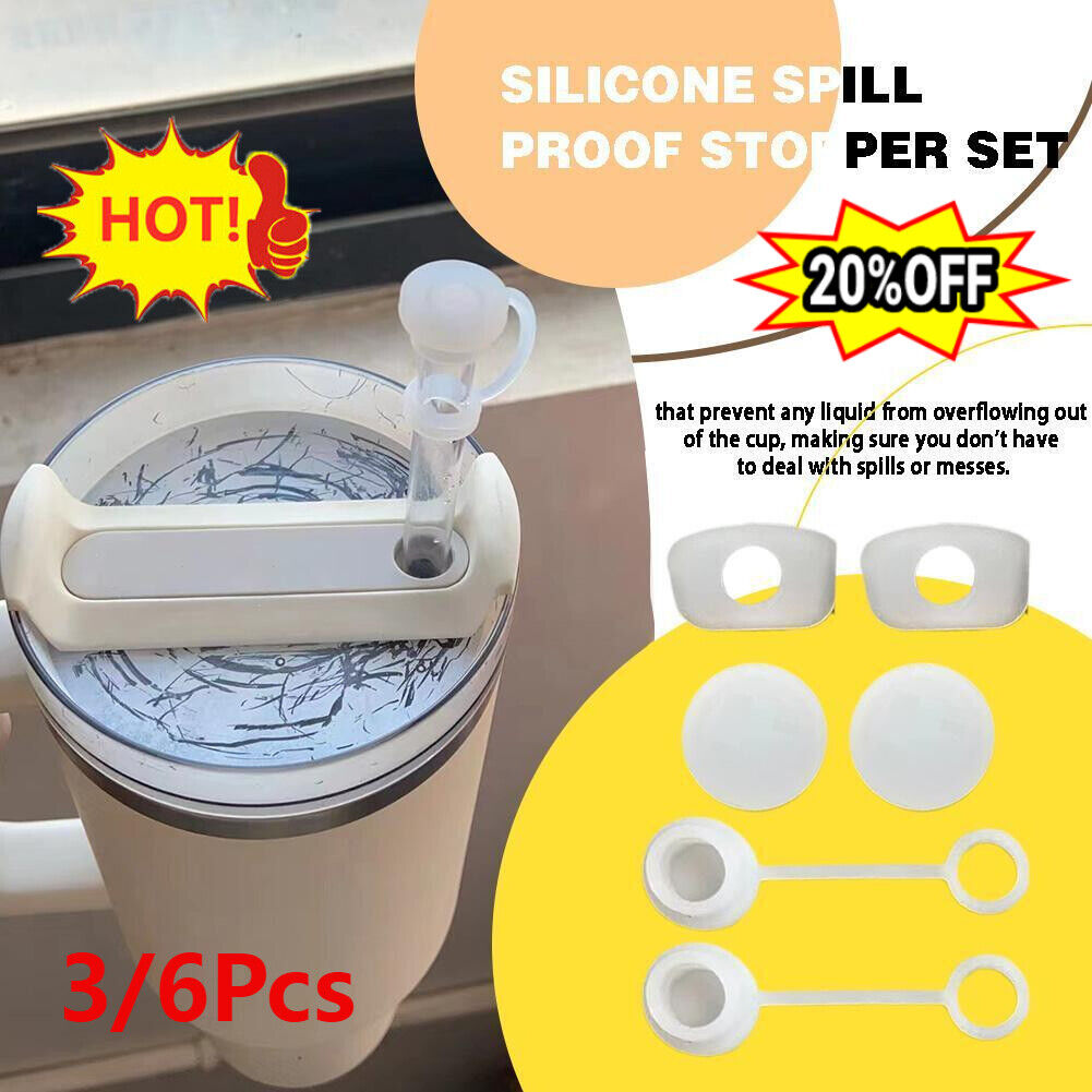 3/6PCS Set Silicone Spill Proof Stopper for stanley Cup Tumbler Accessories