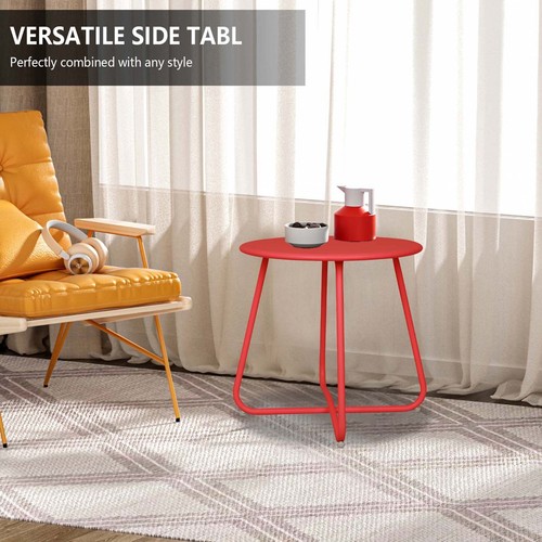 Outdoor Side Tables Small Round Metal End Table Portable Indoor for Patio Yard - Picture 64 of 70