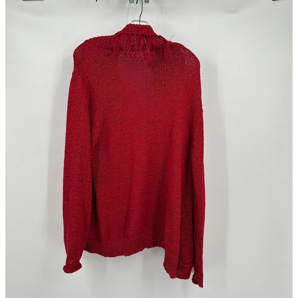 Cárdigan Chicos Mujer Frente Abierto Talla 3 US XL Rojo Flecos Boho Manga Larga Foto 2 de 4