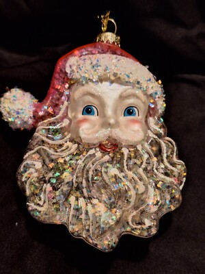 Kurt Adler Glitzy Santa Head Ornament