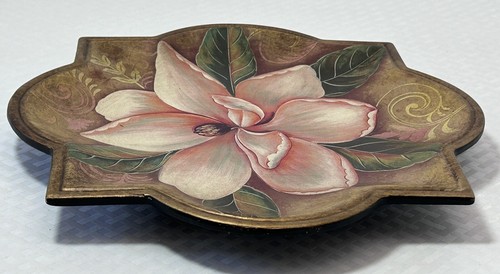 Pink Floral Decorative Hand Painted Pottery Ceramic 10” Plate - Picture 5 of 10